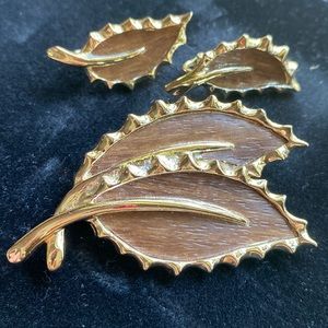 Sarah Coventry 1968 "WOODED BEAUTY"  brooch and earrings set